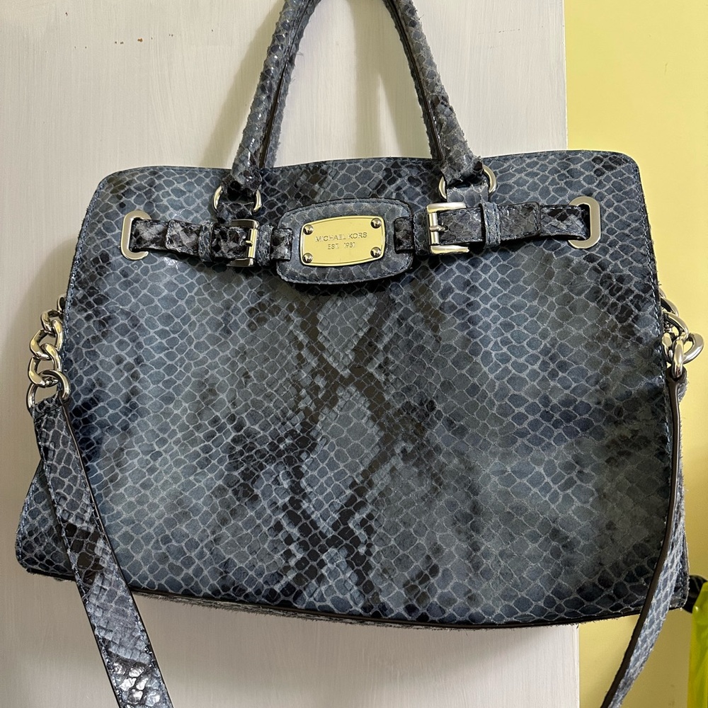 2013 Blue Jewel Python Michael Kors Large Handbag… - image 1